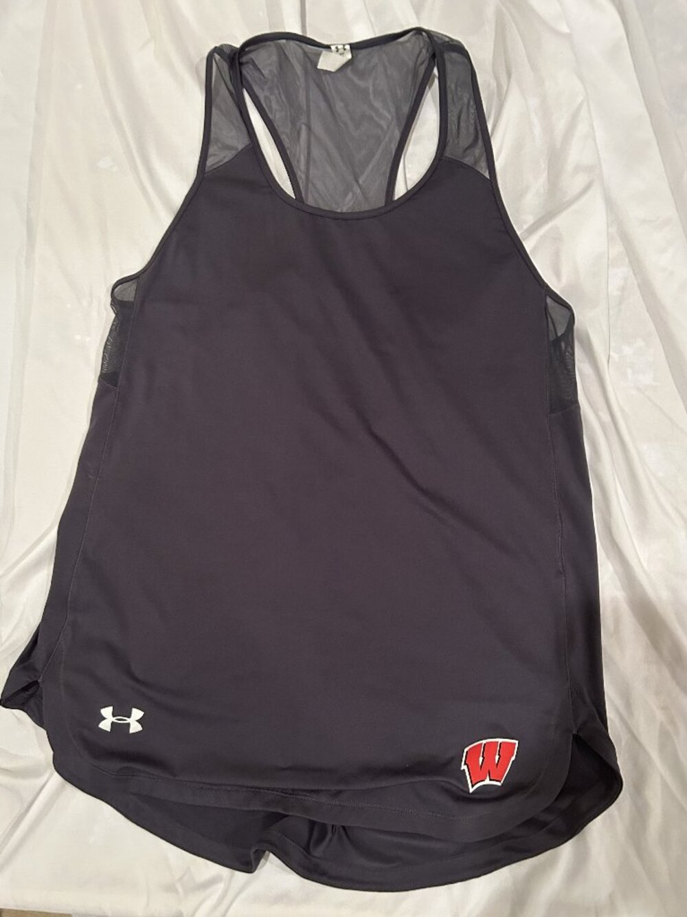 Under Armour Womens Black Wisconsin Badgers HeatGear Racerback Tank Top Size S